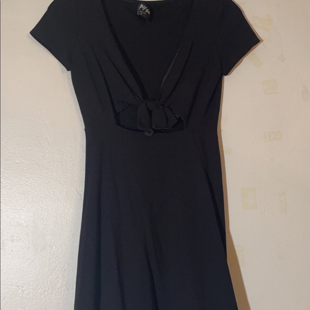 Nasty Gal tie front black mini dress